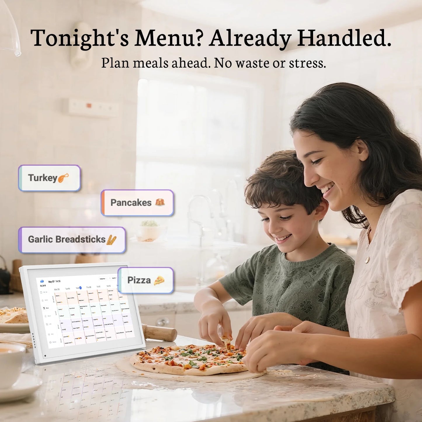 10.1 Inch Digital Calendar - Chore Chart, Meal Planner, Rewards System, Photo Display, Smart Electronic Calendar Interactive Display Seamless Family Schedule